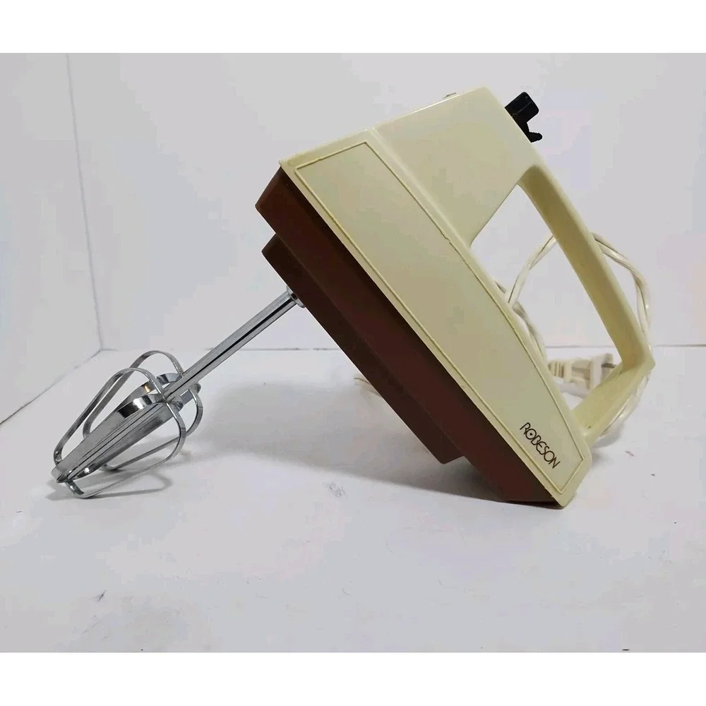 Vintage Robeson  Hand‎ Portable Mixer 3 Speeds Brown & Almond Tested And Working